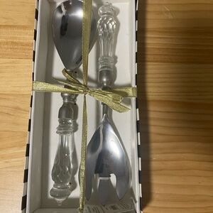 Silver and Clear Glass Serving Utensil Set